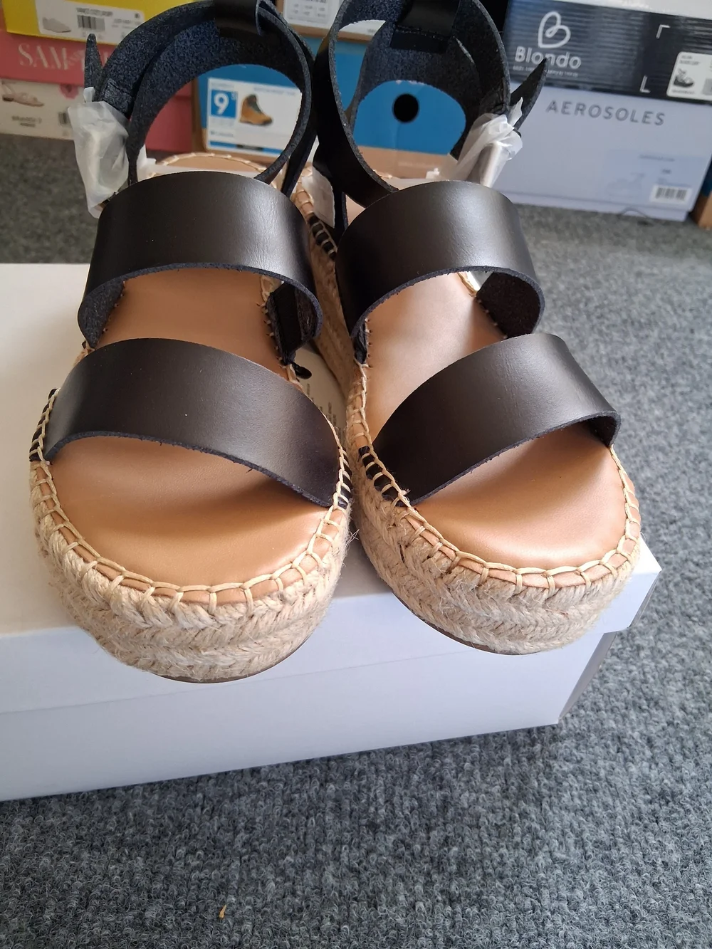 Black Espadrille Platform Sandals - Women